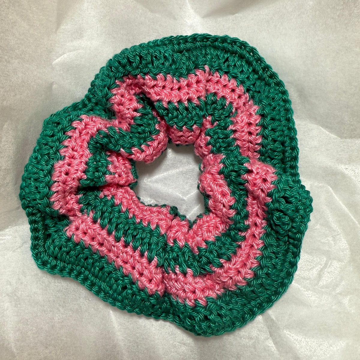 chouchou vert et rose