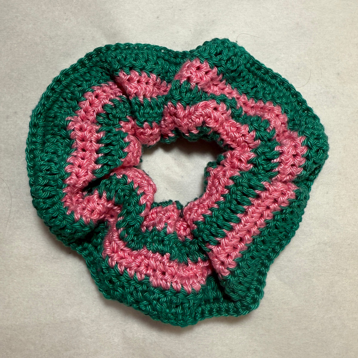 chouchou vert et rose