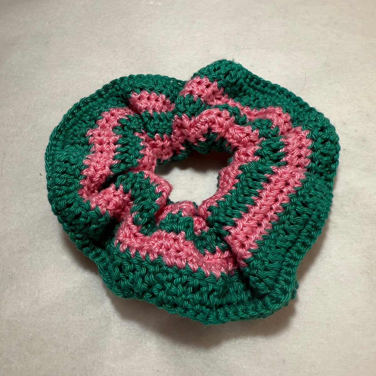 chouchou vert et rose